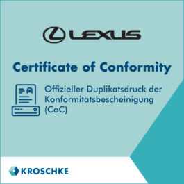 Lexus Certificate of Conformity (CoC) Nachdruck
