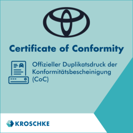 Toyota Certificate of Conformity (CoC) Nachdruck