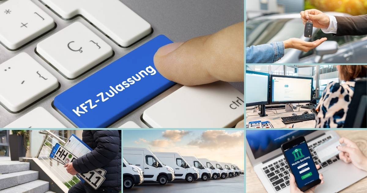Eine Collage, die unterschiedliche Motive zeigt, die mit Zulassung zu tun haben.