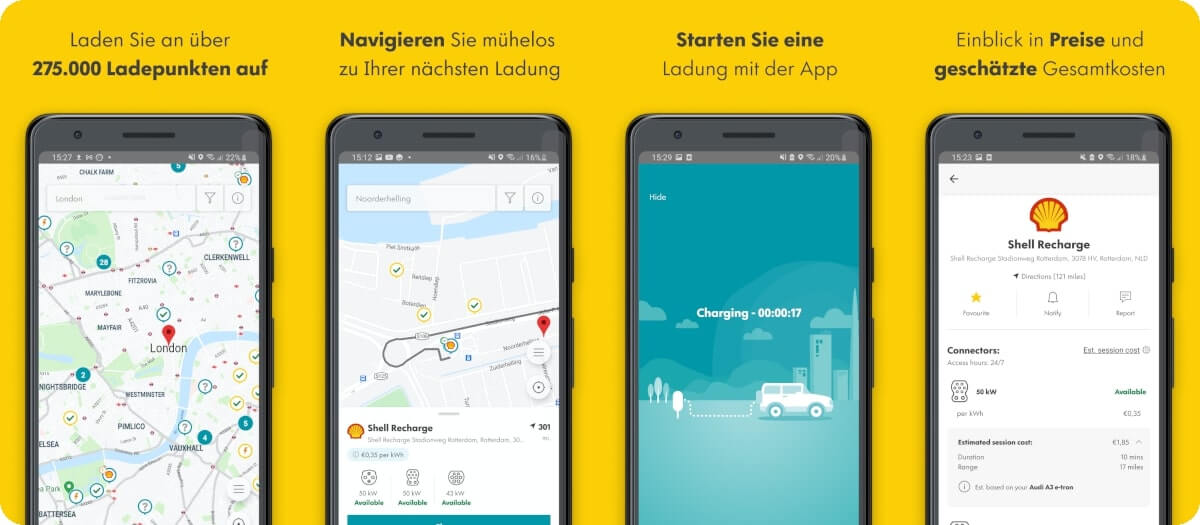 Shell Recharge greift auf Google-Maps zu, um Sie zu Ladestationen zu navigieren.