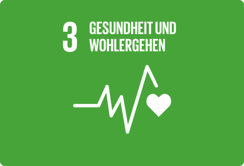 Grüne Illustration mit von einem Herzschlag mit der Aufschrift Gesundheit und Wohlergehen.