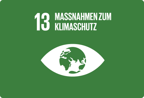 Grüne Illustration von einem Auge mit dem Globus als Pupille mit der Aufschrift Maßnahmen zum Klimaschutz.