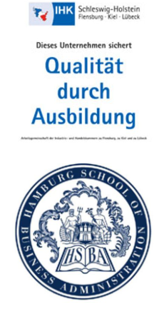 Zertifikat von der IHK mit der Aufschrift Qualität durch Ausbildung.